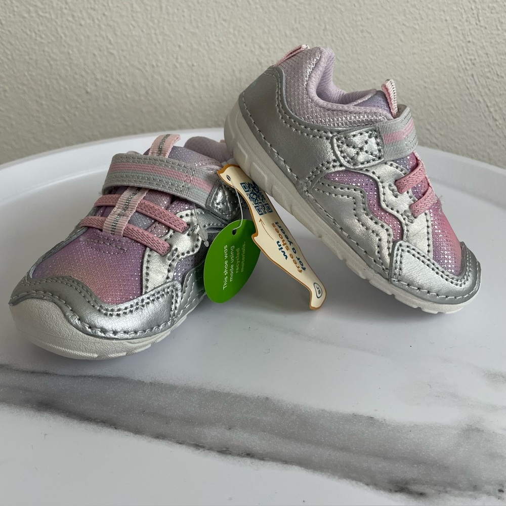 Stride Rite Silver and Pink Toddler Sneakers